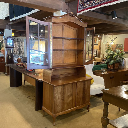 Vintage 1930s Swedish Fruitwood Hutch w Glass Panned Doors C CABINETS