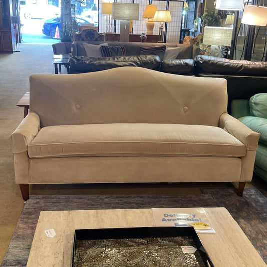 Taupe Velvet 1 Cushion Seat w/ 2 Button Back Sofa U SOFAS