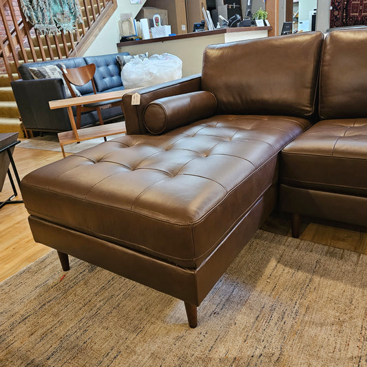 Malmo Mocha Leather LAF Chaise Sectional