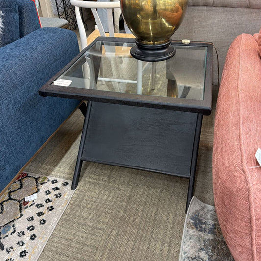 MC Style Black and Glass Side Table