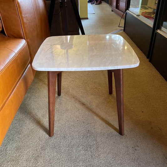 Square Marble Walnut Leg Side Table C SIDE TABLES