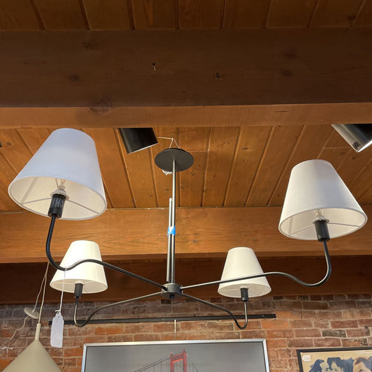 Simple Black Chandelier with White Shades