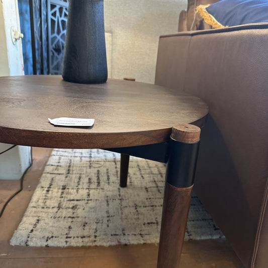 Round Dark Wood Side Table C SIDE TABLES