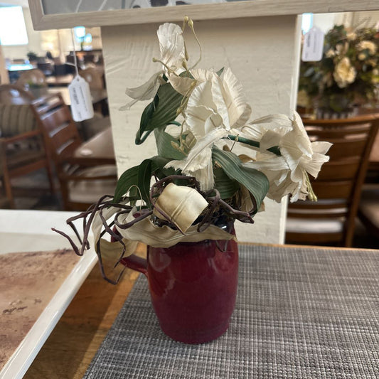 Burgandy Pitcher w/ White Flower SMALLS