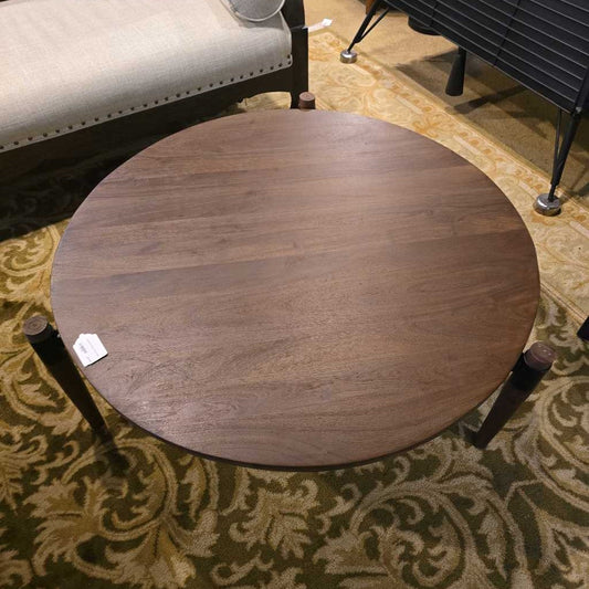 Round Dark Wood Coffee Table