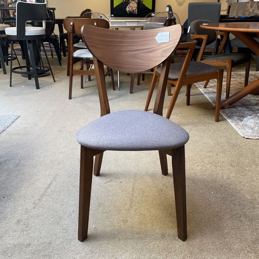 Grey Fabric Walnut Dining Chair