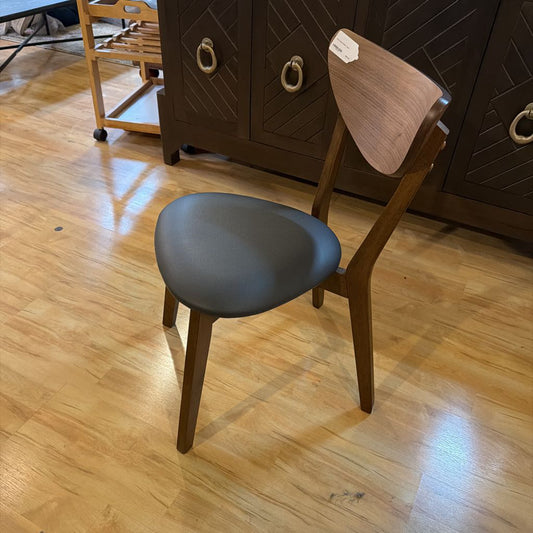 Grey Seat Walnut Chair C DINING CHAIRS