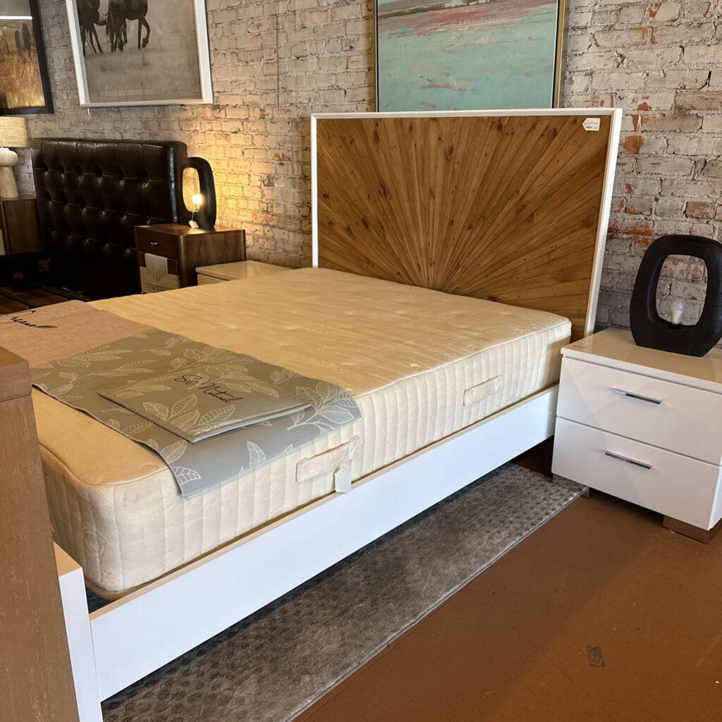 White Pattern Front Queen Bed