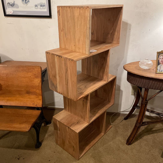 Natural Acacia 4 Cube Shelf C BOOKSHELVES