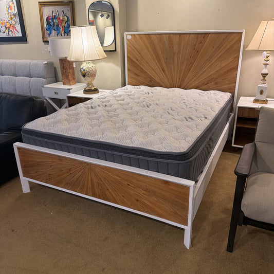 White Pattern Front Queen Bed