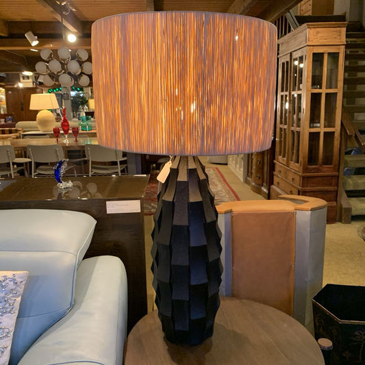 Raffia Shade Black Table Lamp