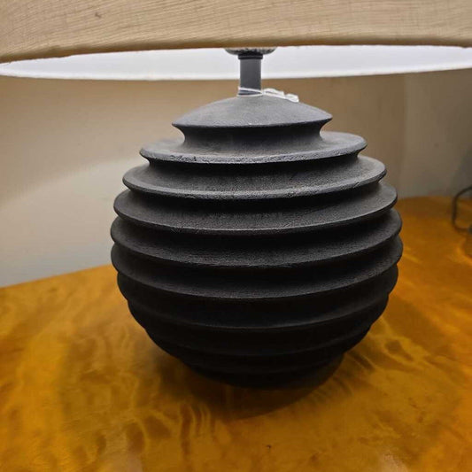 Black Ribbed Table Lamp