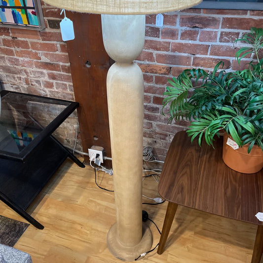 Natural Wood Chunky Floor Lamp