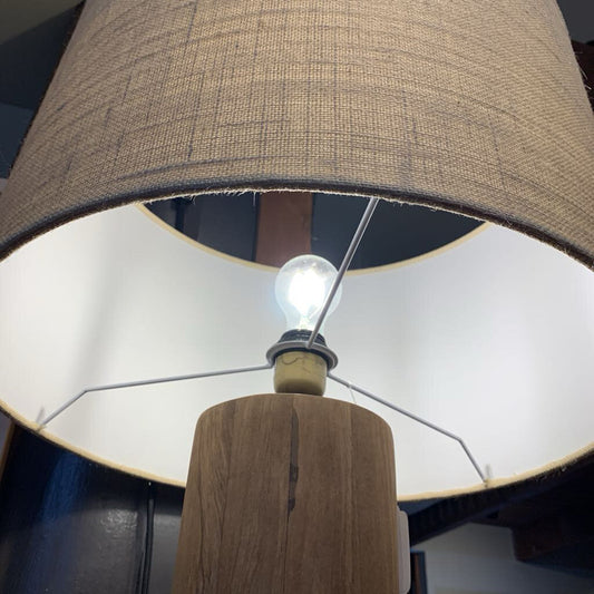 Brown Wood Chunky Floor Lamp