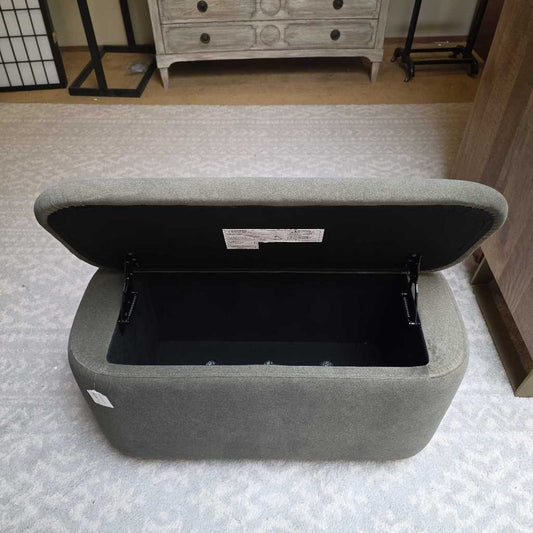 Green Felted Storage Ottoman