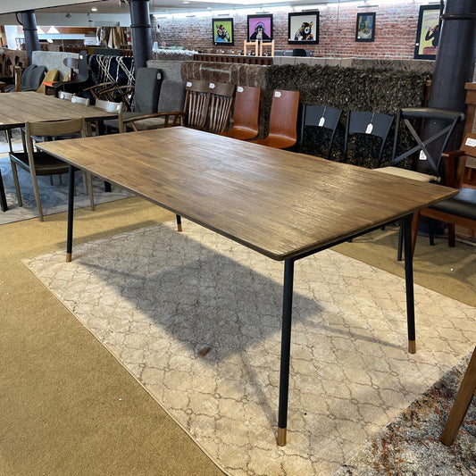 Wood and Black Metal Dining Tbl