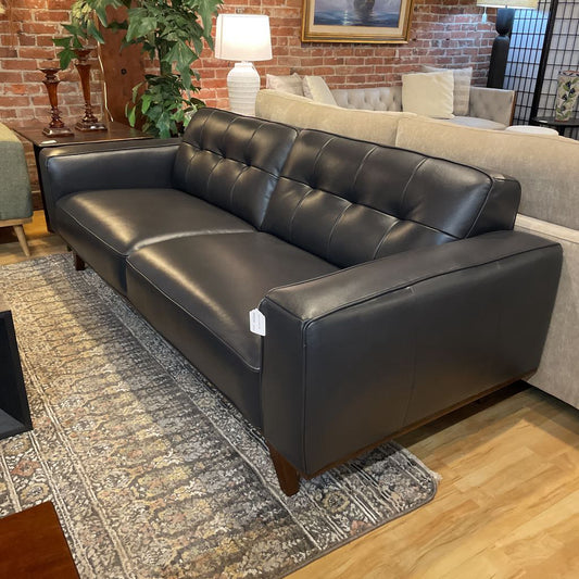 Odense Navy Leather Sofa