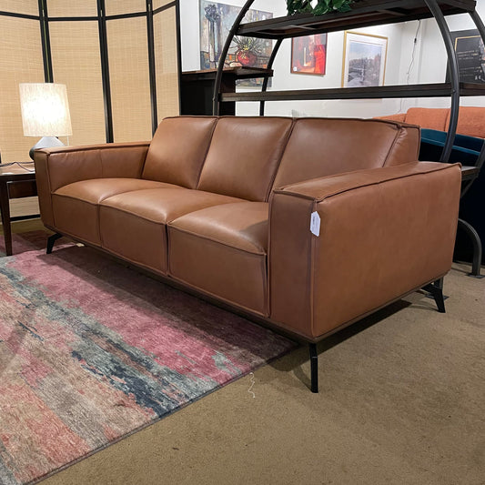 Mod Tan Leather Sofa