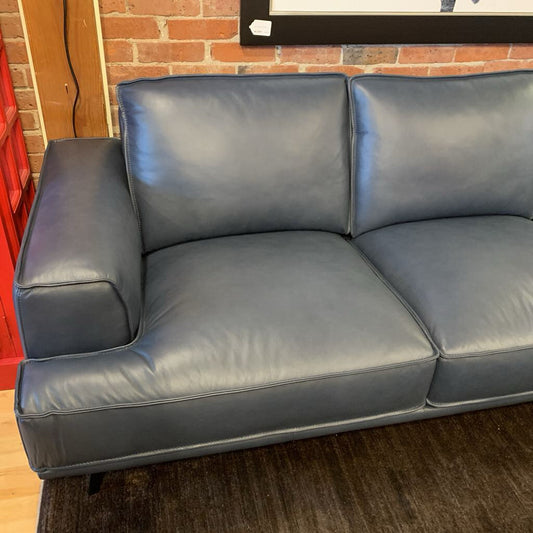 blue leather sofa
