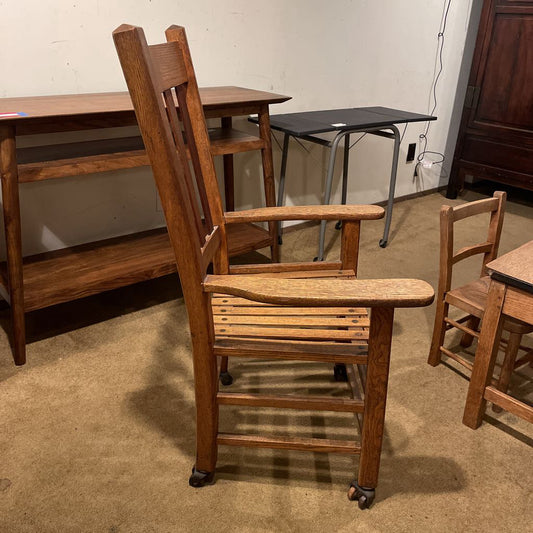 Vintage Oak Armchair on Casters