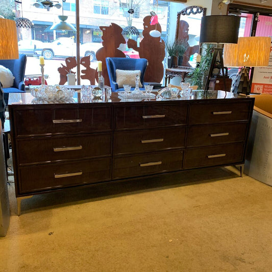 84" RH Lacquered 9 Drawer Low Dresser