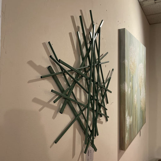 Criss Cross Green Metal Wall Decor ART