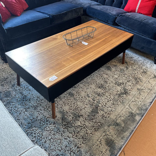 Natural Wood Top Hollow Metal Coffee Table