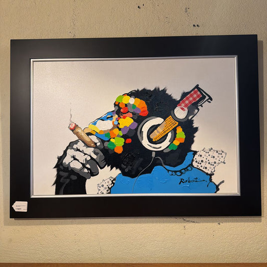 White Background Headphones Chimp (med) ART