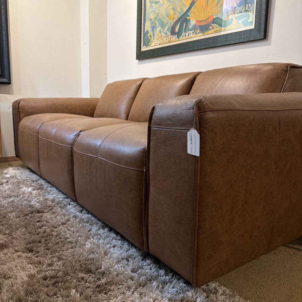 Premium Chestnut Leather Sofa