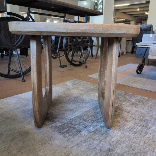 Wooden table with a rustic design in an indoor setting