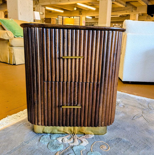 Wooden nightstand with gold handles