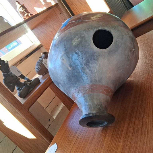 Large Silver Udu Drum – Handcrafted Ceramic Percussion Instrument