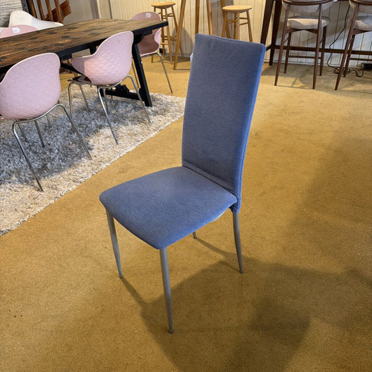 Blue Upholstered Metal Leg Dining Chair