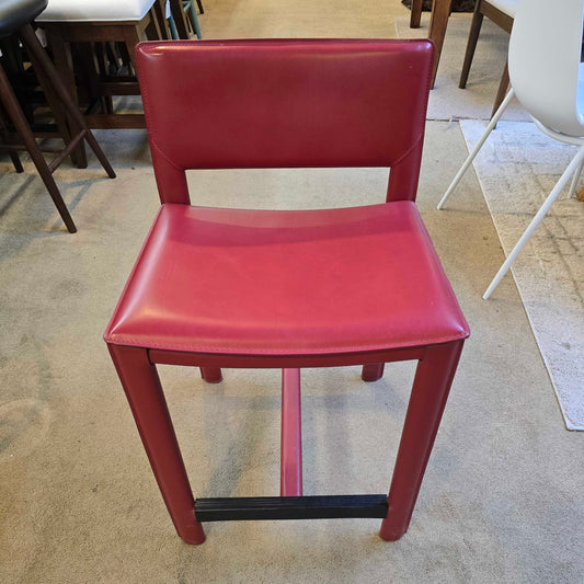 Room & Board Red Leather Counter Stool