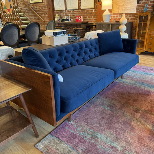Kardiel Woodrow Blue Velvet Tufted Sofa