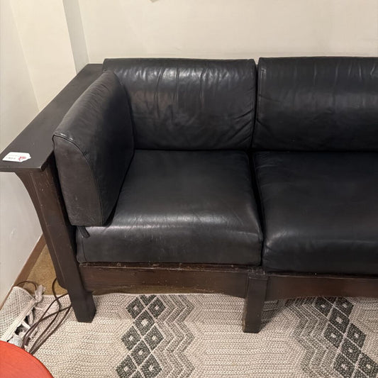 Craftsman's Black Leather Sofa