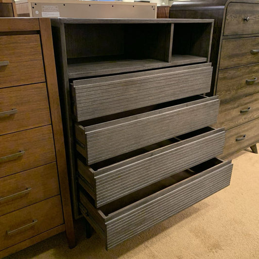 Dark Grey Contemporary Highboy with Cubby Holes