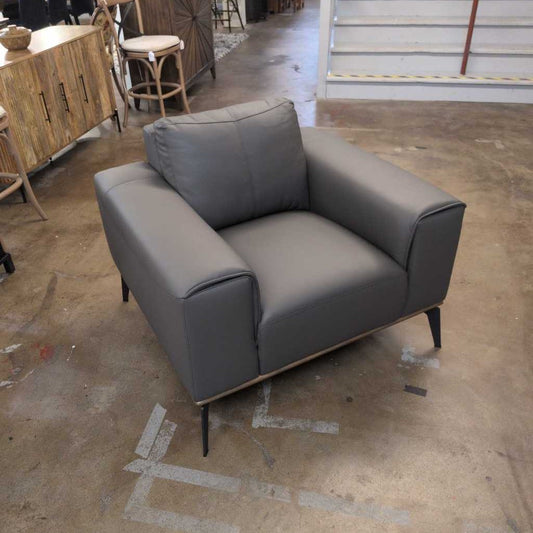 Top Grain Gray Mod Leather Chair