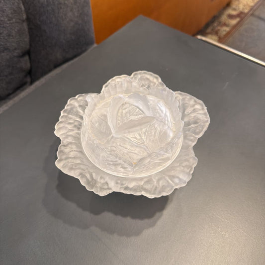 Frosted Glass Cabbage Dish with Lid