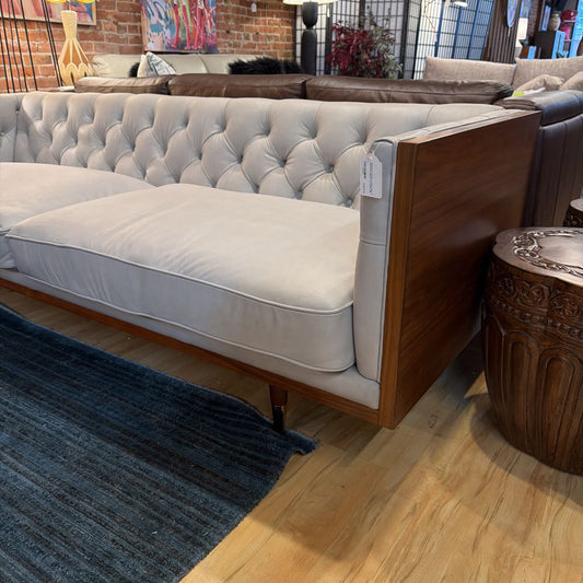 Woodrow Pumice Leather Sofa w Bolstered Pillows by Kardiel