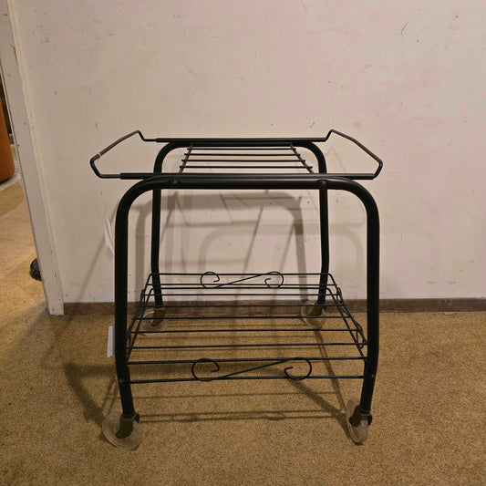 2 Tier Black Wire Rolling Cart
