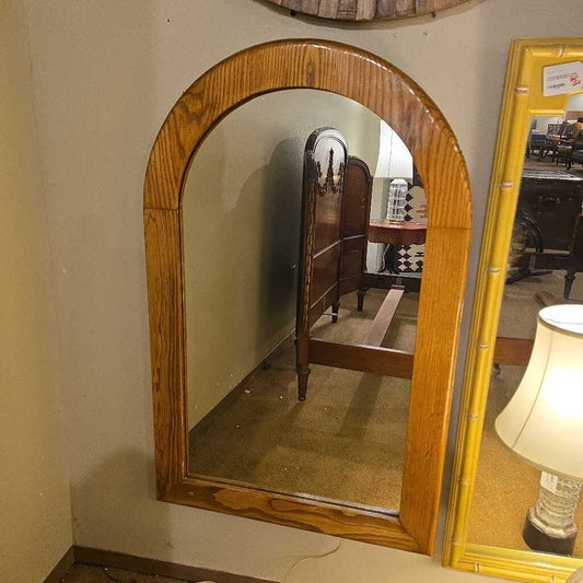 Wood Frame Curved Top Mirror