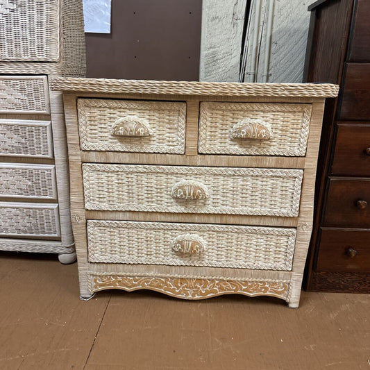 Small Wicker Four Drawer Chest