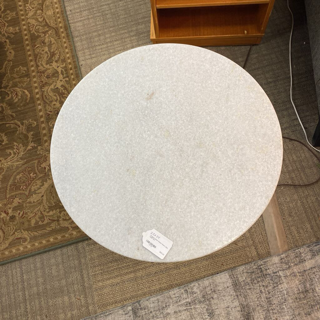 Tringular Base Round Stone Side Table