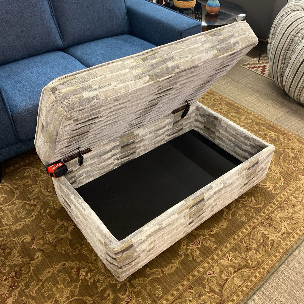 Grey & Taupe Pattern Storage Ottoman