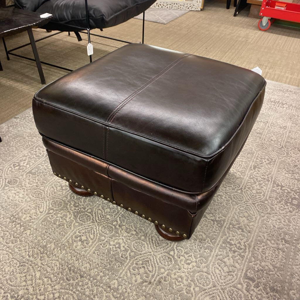 Brown Leatherette Ottoman