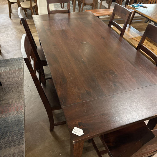 Solid Teak Dining Table w/ 6 Chairs