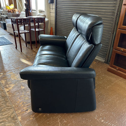 stressless black leather reclining loveseat