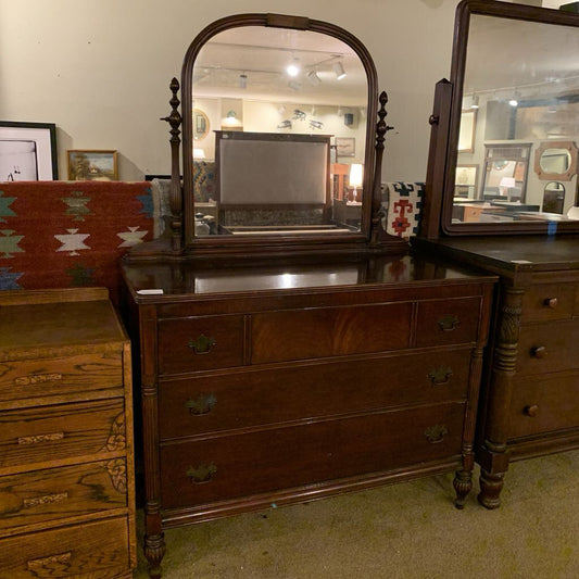Dark Wood Chest of Drawers w/Mirror