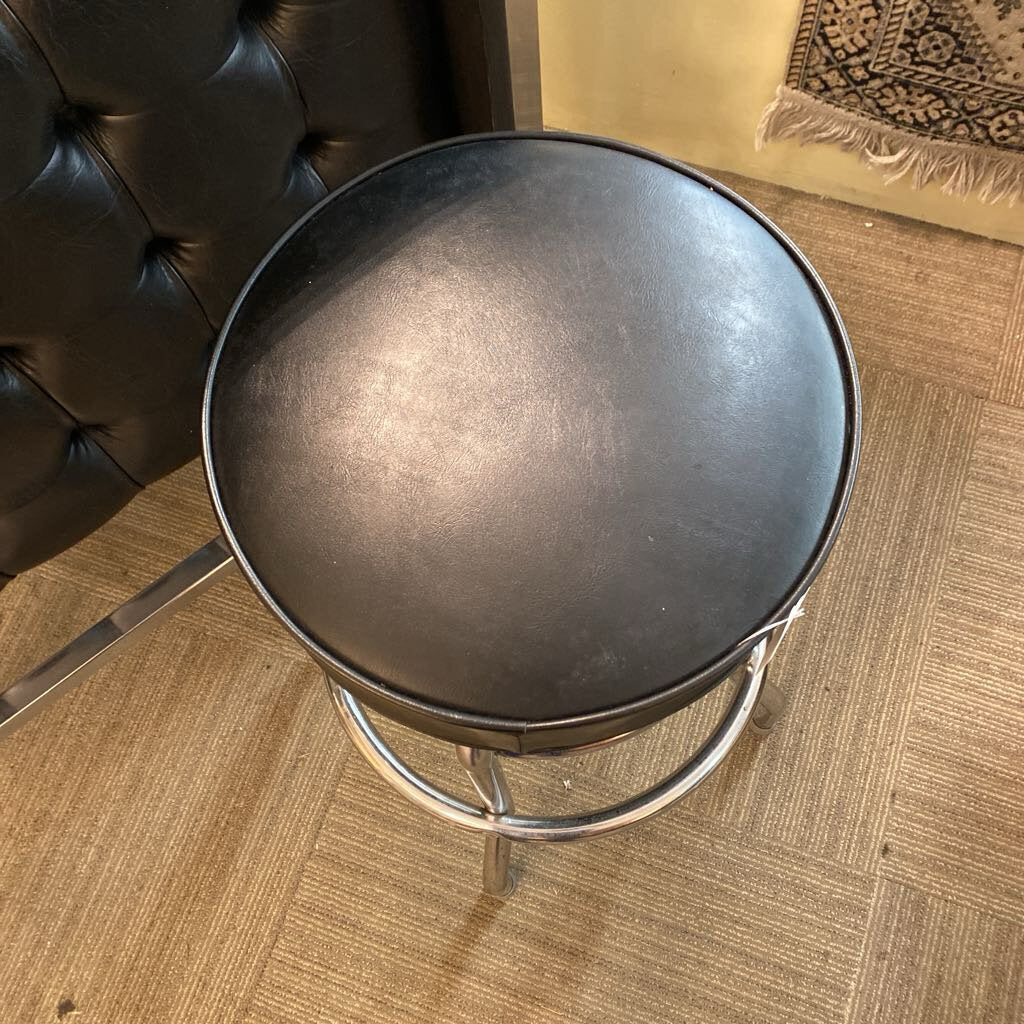 black chrome leather bar stool